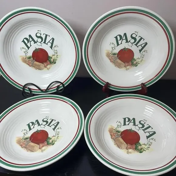 Treasure Craft Pottery “Pasta” Bowls Crafted In The USA 10” Wide Bowls Set Of 4 - Picture 1 of 11